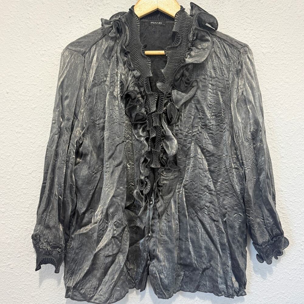 vintage y2k piano ruffle top whimsygoth fairy silver regency pirate emo